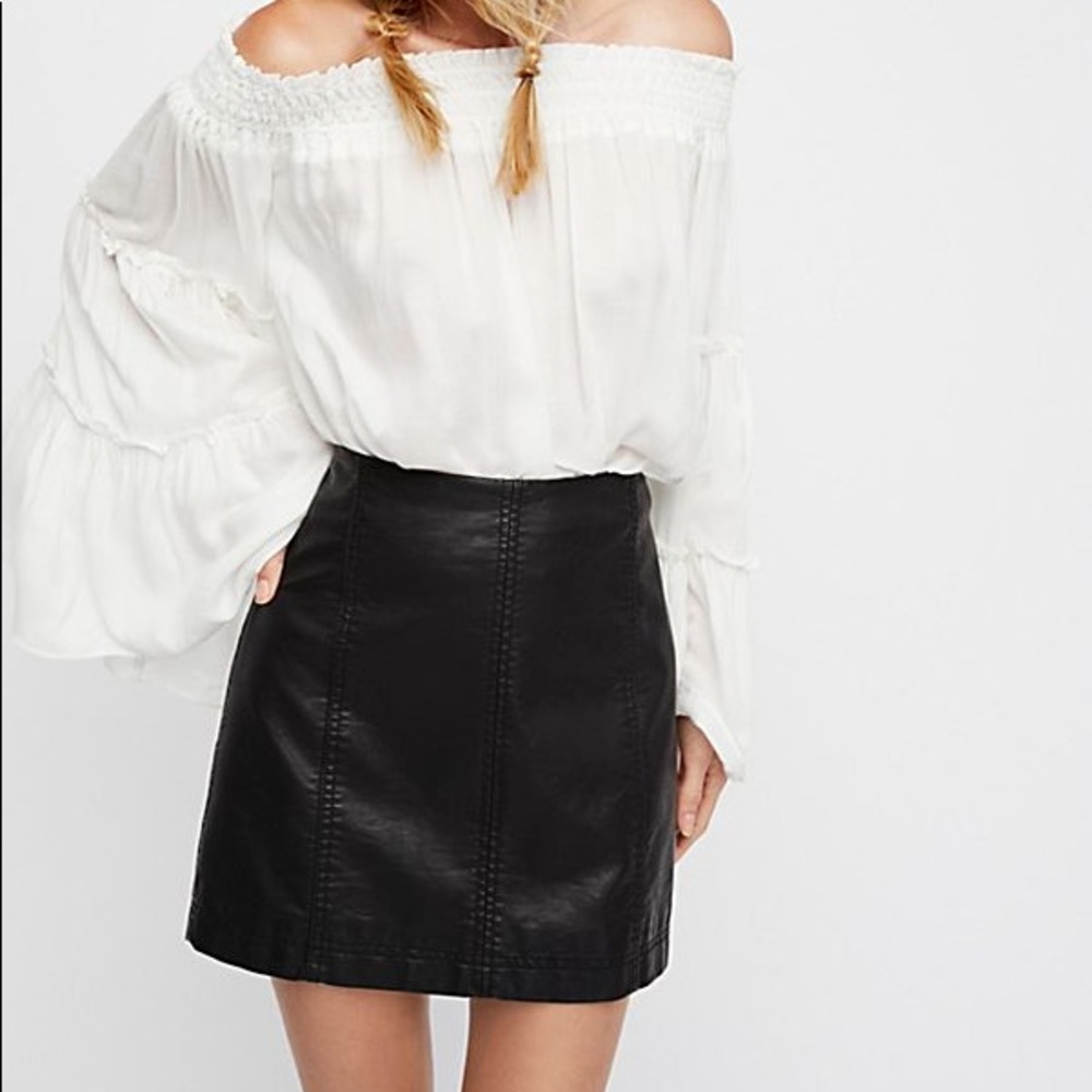 Free People Faux Leather Mini Skirt